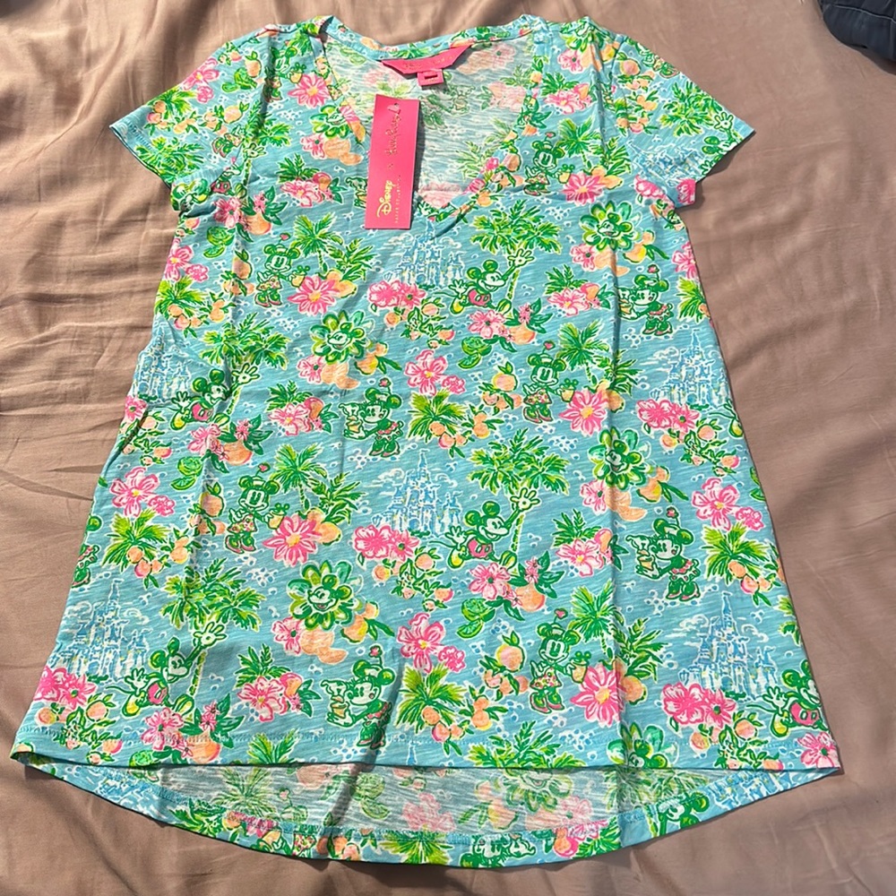 Disney X Lilly Pulitzer Etta V-Neck Etta Top Mickey & Minnie Mouse XXS NWT
